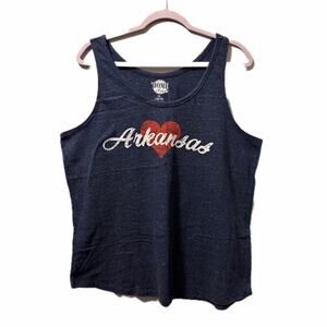 Home Free Arkansas tank top blue Heather cotton blend heart